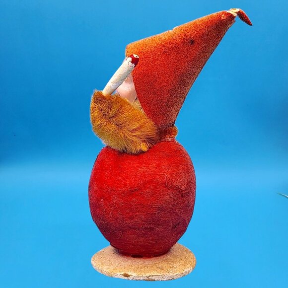 Vintage 1950s Putz Elf Japan Red Spun Cotton Chenille Arms Holding Candles Mica - Picture 3 of 7